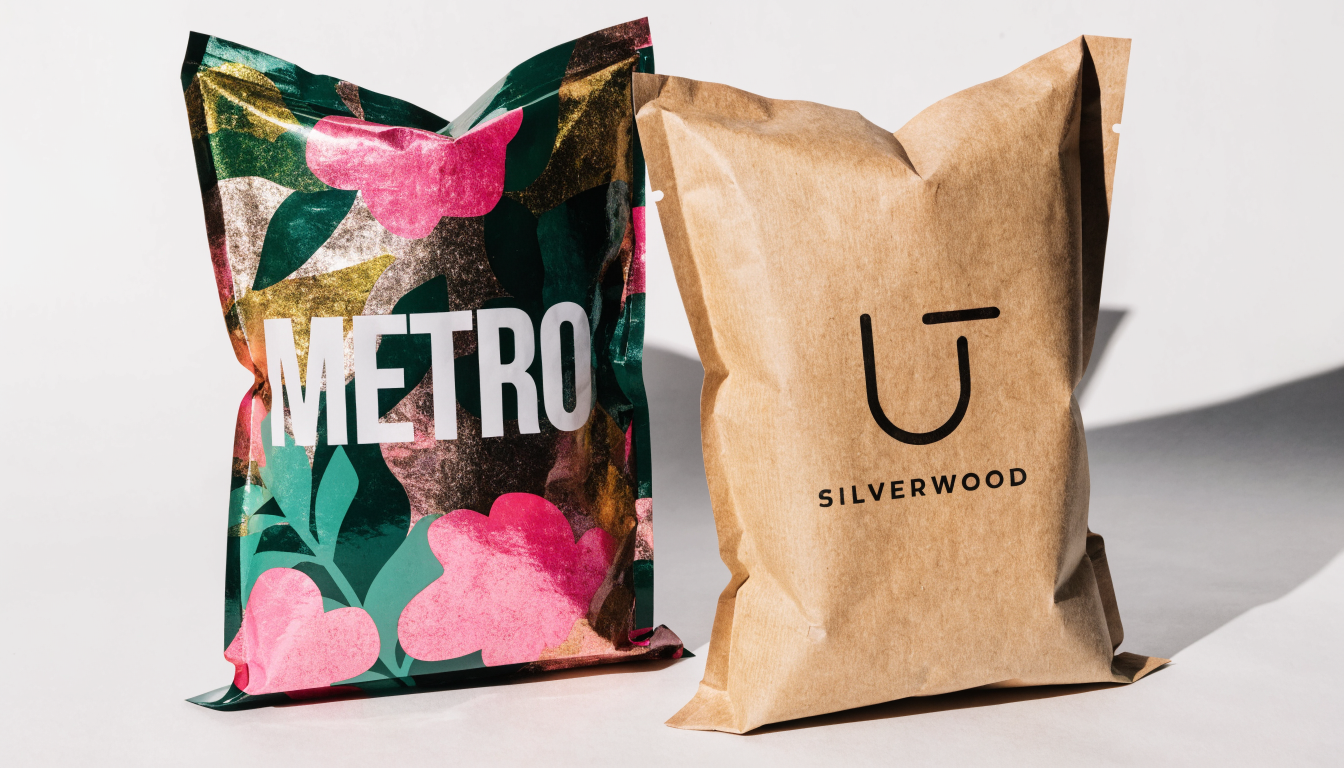 Branded flexible poly and kraft mailer bags